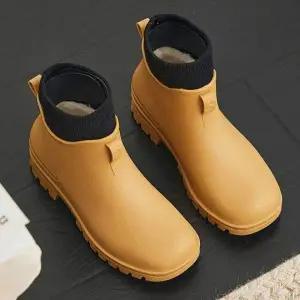 [RIZPICK]겨울 남성 방한 레인부츠 털안감 발목 장화 미끄럼방지 슈즈