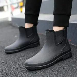 [RIZPICK]남성용 데일리 방수 레인부츠 발목 기장 작업용 장화 슈즈