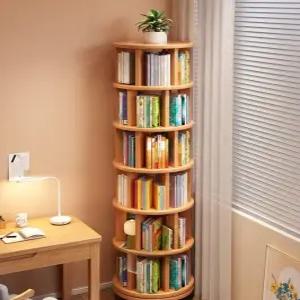 회전책장 4단 5단 책장 원목 수납 이동식 거실