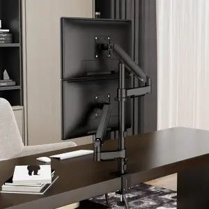 엔산마운트 LDT-C25P 듀얼 파이프형 폴타입 모니터암 모니터거치대 블랙 화이트