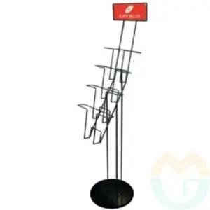 굿마켓 리플렛 거치대 BLACK A4 4단 리플렛거치대 잡지진열대 스탠드받침대 카탈로그꽂이 카달로그꽂이