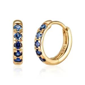 [비앤비골드] 14K 그라벨 듀오 사파이어 원터치 링 귀걸이 한쌍 SNE41479