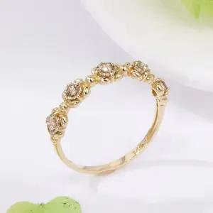 [비앤비골드] 14K 꼬냑 컷팅 플라워볼 하프 밴드 반지 SRS42070