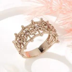 [비앤비골드] 14K 꼬냑 플라워 레이스 볼드 반지 SRS42086