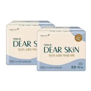 [디어스킨] 깨끗한나라 디어스킨 에어엠보 중형 16Px2팩