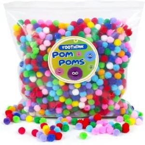 유씽크 1500피스 공예품 폼폼 작은 사이즈 1CM DIY 창의 장식용