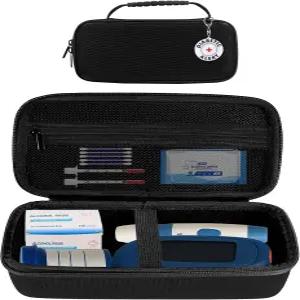 JDVBDNK 용품 여행용 케이스 휴대용 가방 1개 라벨이 부착된 혈당 모니터용 하드 쉘 정리함 인슐린 펜