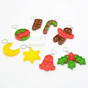 핸드폰 크리스마스 장식 푸쉬팝 키링 열쇠고리(색상랜덤)