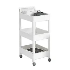 미용트롤리 3단 이동식 트롤리 트레이 이동형 선반 화이트 1개