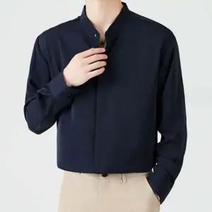 깔끔한 남성 차이나넥 기본핏 외출 패션 무지 셔츠