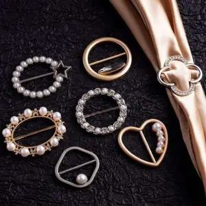 [콩심팥심]큐빅 진주 스카프링 브로치 옷핀 스카프 고정링 여성 코디 악세서리