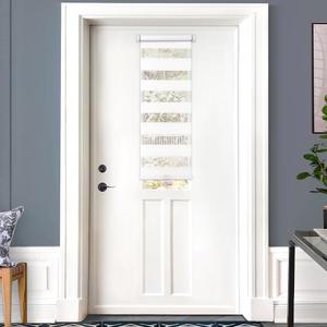 LAZBLINDS 무선 제어 도어용 드릴 롤업 시어 블라인드 얼룩말 낮과 도어 없는 조명