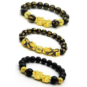 리오소 풍수 남성용 행운 팔찌 옵시디언 구슬 용 부적 픽시우 피 야오, 부유한 재산 보석 유치