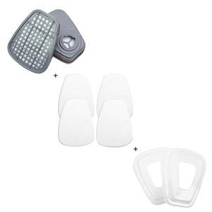 마스크, 한 쌍, 페인트칠, 목공, 야외 조경 및 DIY 프로젝트를 위한 캐니스터가 있는 보호 공기 여과 면 레이어링용 탄소 필터 교체. 8개