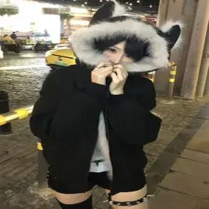 여친 겨울 기모 다운 패딩다운 도톰 아이템 산수리 트렌디 점퍼 귀자리 솜옷 스웨이드 고양이 HT4