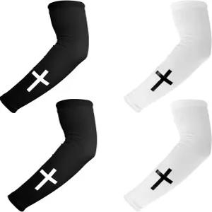 BOXOB 2쌍 페이스 크로스 암 슬리브 폴리에스터 종교 압축 쿨링 남성용 축구 농구 러닝 사이클링 야외 활동
