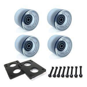 LOOEEL 60mm 롱보드 휠 80A에는 ABEC-9 베어링 및 스페이서, 스케이트보드 라이저 패드, 하드웨어 나사 볼트가 포함되어 있으며 스케이트보드에 적합합니다.-투명 프로스팅