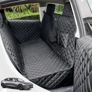 테슬라 모델 3 및 Y 뒷좌석용 PETICON 도그 시트 커버 2팩 도어 프로텍터 메시 창 헤드레스트 프로텍션으로