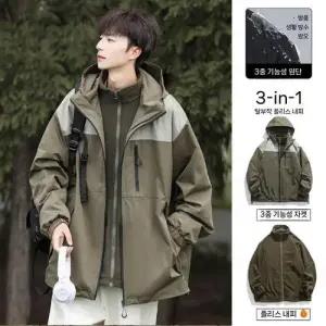 샤오원샵 남성용 아웃도어 키작남 야상사파리 등산복 봄가을 점퍼 바람막이 꾹3