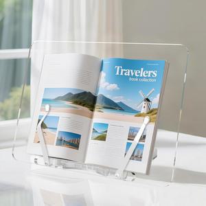 베시시 쿡북 스탠드 접이식 음악 책 진열대 릴 책상용 종이 홀더 개봉 투명 데스크톱 이젤 클립보드