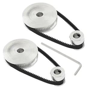 PHITUODA 2Pcs 세트 GT2 동기 휠 20 60 톱니 8mm 보어 알루미늄 타이밍 풀리 길이 200mm 너비 6mm 벨트