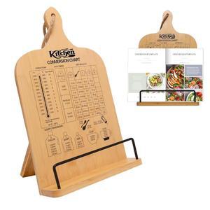 주방 카운터용 페미칼 쿡북 스탠드 대나무 홀더 접이식 조절 가능한 레시피 북 계량 변환 차트가 있는