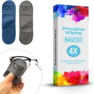 베이스시트 안경 청소용 천 4팩 물티슈 안경용 렌즈 천(블루/그레이)