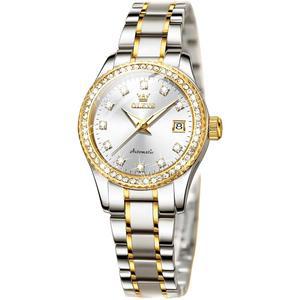 OLEVS 여성 자동 시계 골드 럭셔리 다이아몬드 셀프 와인딩 손목 방수 야광 데이트