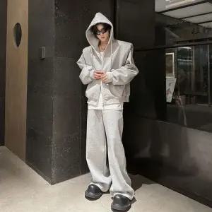 픽호샵 투피스 가을 남성용 붐 집업 그캐주얼 키작남 가짜 카디건 후드 기본 꾹3