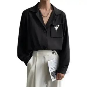 픽호샵 남친 캐주얼 키작남 솔리드 봄가을 셔츠 슬림핏 패드 넥 꾹3