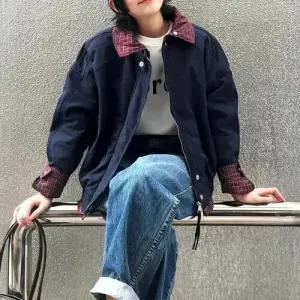 픽호샵 남자 캐주얼 페이크 투피스 키작남 상의 솔리드 체크 재킷 터틀넥 파일럿 셔츠 꾹1