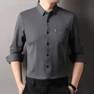 픽호샵 캐주얼 봄 가을 남자 긴팔 셔츠 솔리드 포켓 키작남 꾹3