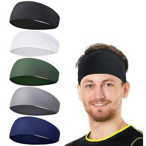 남성용 스포츠 머리띠, 수분 흡수 운동 머리띠 5팩, 러닝, 사이클링, 풋볼, 요가, 여성 및 헤어밴드