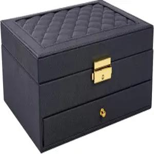 쿠베스트 주얼리 박스 벨벳 귀걸이 정리함이 있는 2겹 정리함 홀더 여행 여성용 화이트 소녀용 블랙