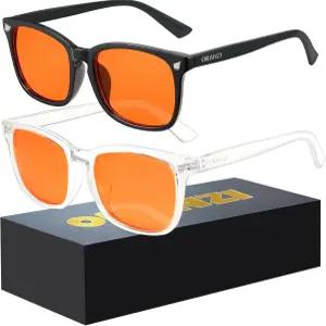 컴퓨터 및 게임용 98.6 블루라이트 차단 안경 - 수면 개선을 위한 유해 블루레이 앰버 렌즈 피로 눈의