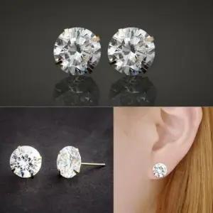 큐빅귀걸이 GOLD 화이트 큐빅 금 귀걸이 14K 9mm