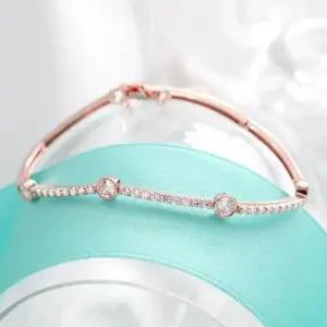 여름팔찌 로즈골드 큐빅 포인트 데일리 스틱 패션 팔찌 14kgp