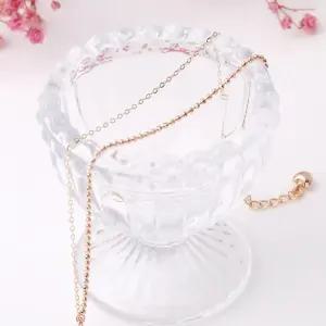 14K 로즈골드 하트 펜던트 두줄 볼 체인 금 팔찌