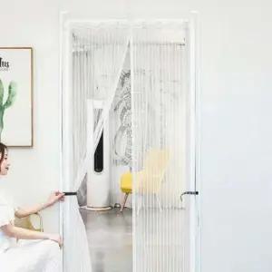 스트라이프 모기장 현관 문 자석 화이트 식당