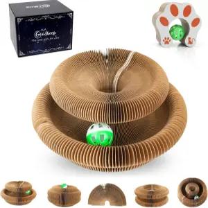 구쉬프 어코디언 매직 오르간 고양이 스크래처 실내 장난감 - 골판지 보드 볼 패드 1팩