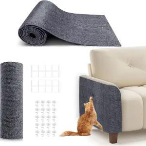 78.7 X15.8 고양이 긁힘 매트 자동 접착 카펫 소파 벽 및 문용 DIY 가구 보호기 발톱의 내구성 다크 그레이