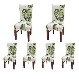 소울필 6종 다이닝 의자 커버 세트, 스트레치 스판덱스 다이닝 룸 프로텍터 슬립 커버 스타일 55, 녹색