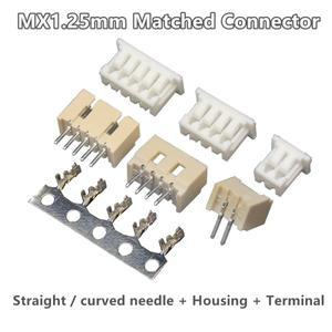 10세트/50세트 마이크로 JST MX1.25 90 ° /180 커넥터 직선바늘/곡선바늘 + 하우징 단자 2Pin~12pin 1.25m