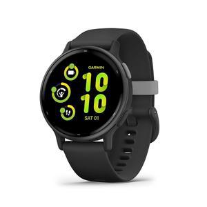 Garmin V voactive 5 헬스 GPS 스마트워치 AMOLED 디스플레이 최대 11일간의 배터리 슬레이트 알루미늄 베젤 블랙 케이스 실리콘 밴드