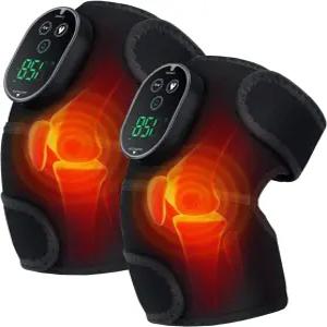 열 및 진동 마사지 기능이 있는 무릎 마사지기 용 무릎용 온열 패드 휴대용 가열식 랩 2개 팩
