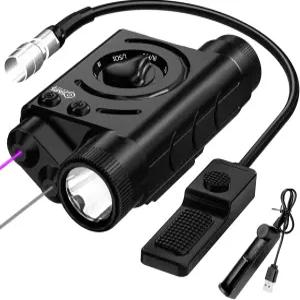 SMSlaser 업그레이드된 빨간색/녹색/파란색/보라색 조준 + 적외선IR 빔 배터리 충전기 및 리모컨 스위치를