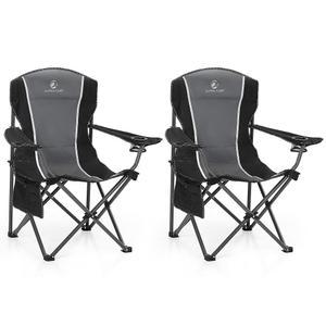 알파 캠프 오버사이즈 캠핑 접이식 의자 - 헤비 듀티 스틸 프레임 지지대 350파운드, 컵 홀더가 있는 접이식 패딩 암, 쿼드 허리 지지대, 야외/실내용 휴대용