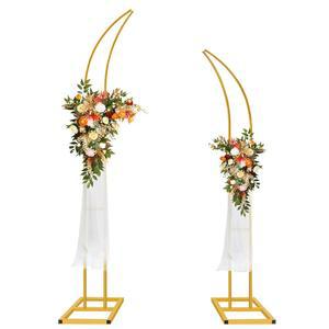 ZpigToor 메탈 웨딩 아치 스탠드 2개의 곡선 배경 결혼식 세트 베이비샤워 가든 플로럴 혼 생일 라마단 장식(6.9피트 5.9피트)