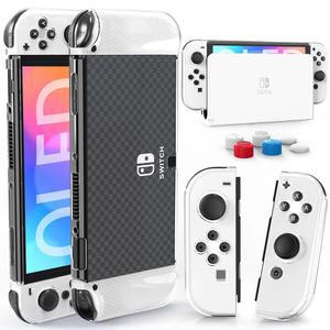 닌텐도 스위치 OLED 모델용 케이스, 콘솔 및 엄지 스틱 캡이 있는 액세서리용 그립용 도커블 커버 하드 PC 보호 케이스