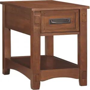 애슐리 브리긴의 시그니처 디자인 새로운 전통 나무 의자 측면 끝 테이블 서랍 1개와 고정 선반 1개 갈색